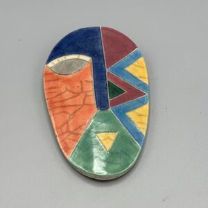 Multi Color One Eye Mask Fenix Raku Pottery Figurine Handmade S Africa Clay 6"